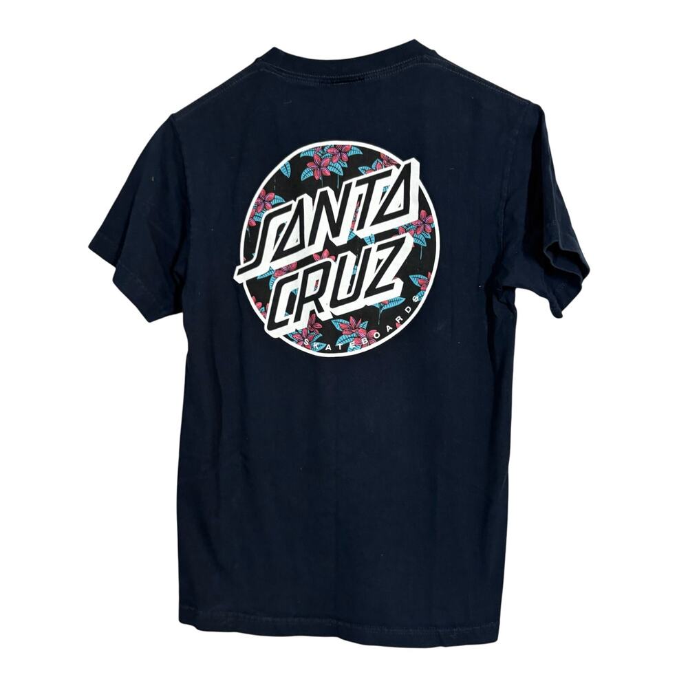 Santa Cruz Graphic Tee Casual Short Sleeve Navy Floral - S
